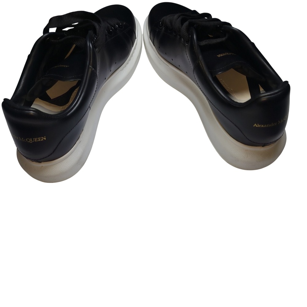 Alexander McQuee Oversized Sneakers Black Leather White Sole Womens Luxury Shoes - Picture 2 of 13